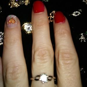 Valentine's gift silver plated ring with clear cz